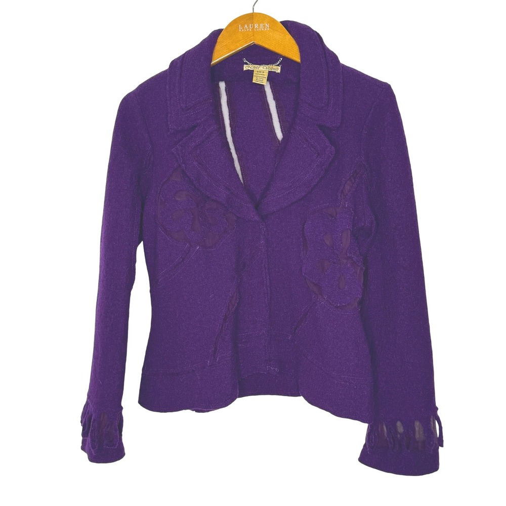 Nikki Valenti wool/mesh snap front jacket - purple Small